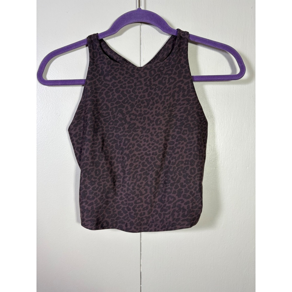 Beyond Yoga Spacedye Leopard Print Crop Tank Top S Pilates Mob Wife Athleisure